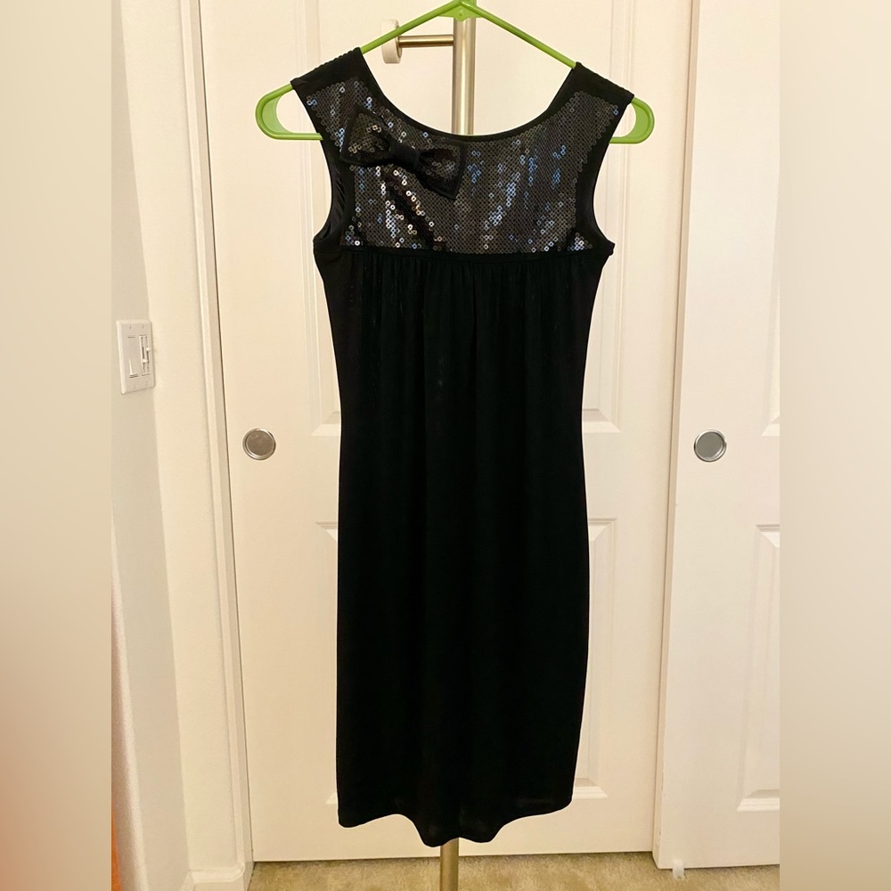 LOVE MOSCHINO cocktail dress with sequin bow black holiday party girls night out